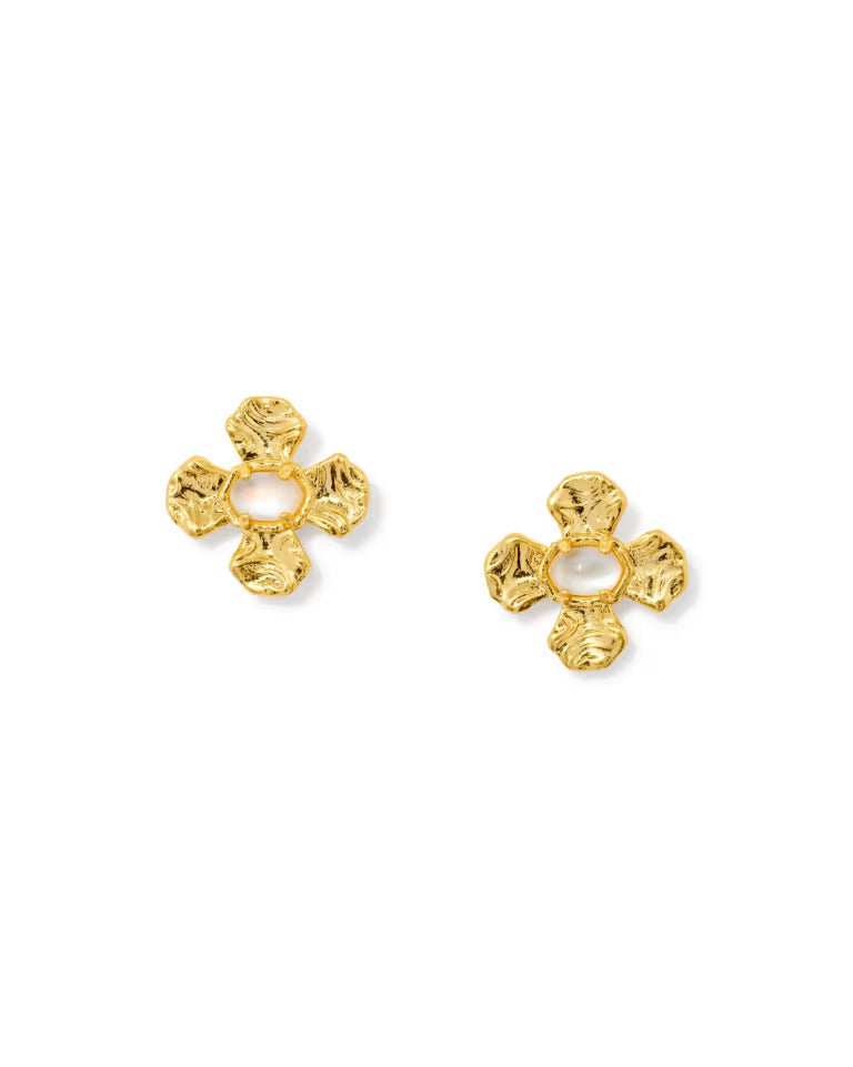 KENDRA SCOTT LEANNE STUD EARRINGS - GOLD NATURAL MOP