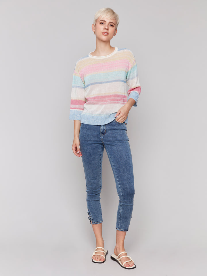 STRIPED CREWNECK SWEATER - PASTEL