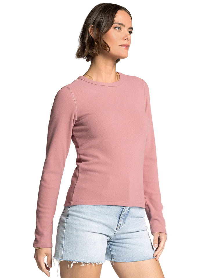 LONG SLEEVE CREW NECK ALDER TOP - ROSE