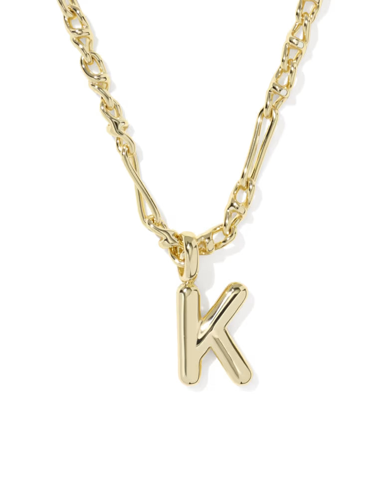 KENDRA SCOTT BUBBLE LETTER K SHORT PENDANT NECKLACE - GOLD