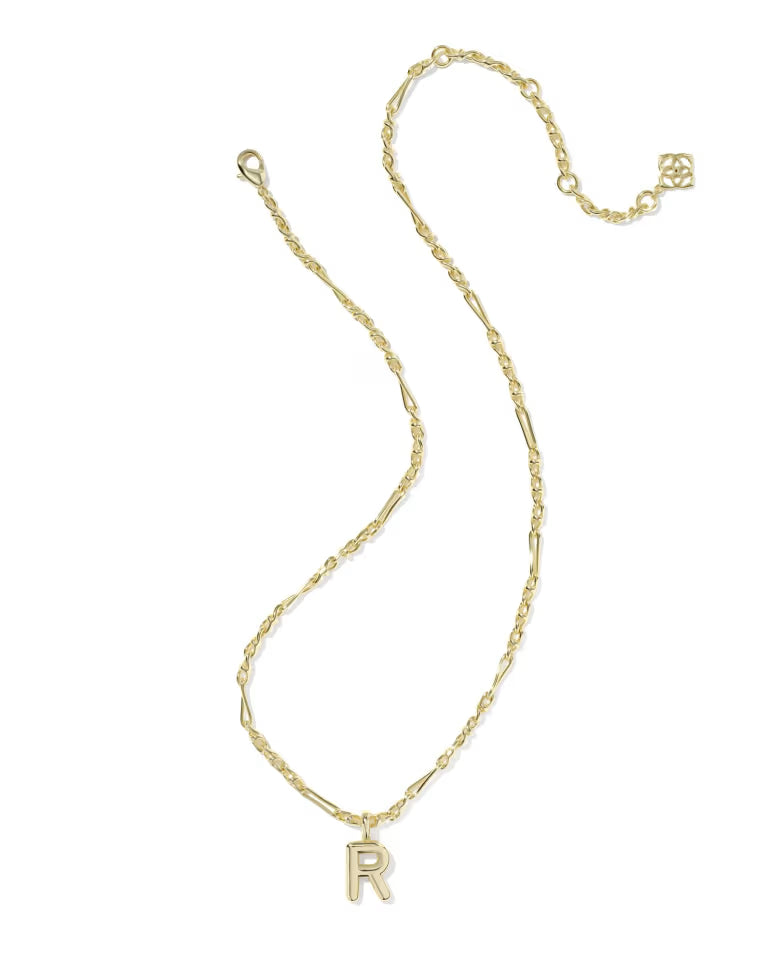 KENDRA SCOTT BUBBLE LETTER R SHORT PENDANT NECKLACE - GOLD