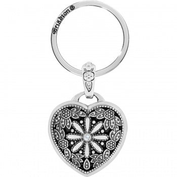 FLORAL HEART KEY FOB - SILVER