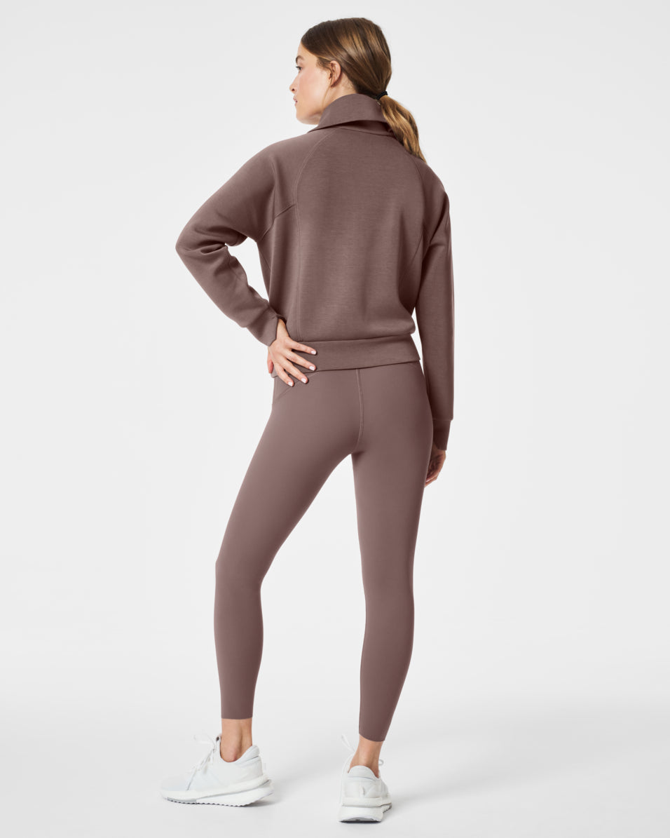 SPANX AIRESSENTIALS HALF ZIP SWEATSHIRT - SMOKE