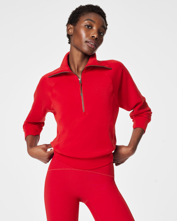 SPANX AIRESSENTIALS HALF ZIP - RED