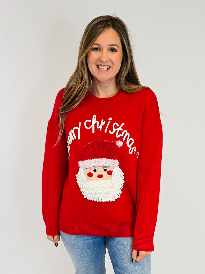 MERRY CHRISTMAS SANTA SWEATER - RED