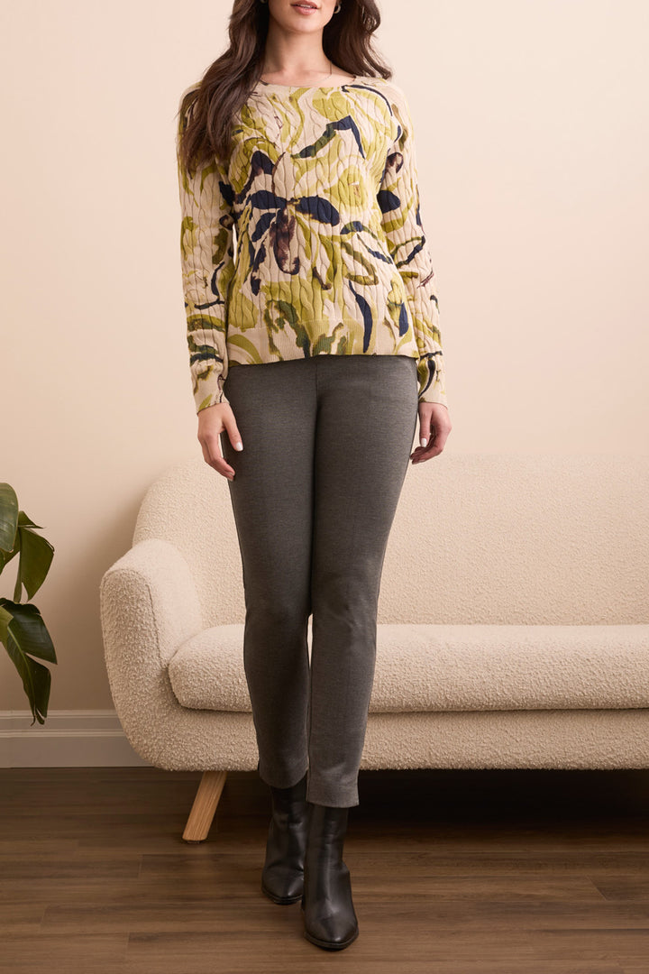 LONG SLEEVE CREW NECK SWEATER - LEEK