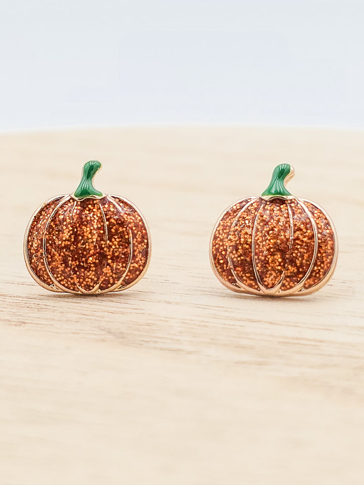 1/4" ENAMEL STUD EARRINGS, PUMPKIN