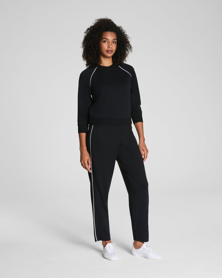 SPANX AIRPIQUE CREWNECK TOP - VERY BLACK