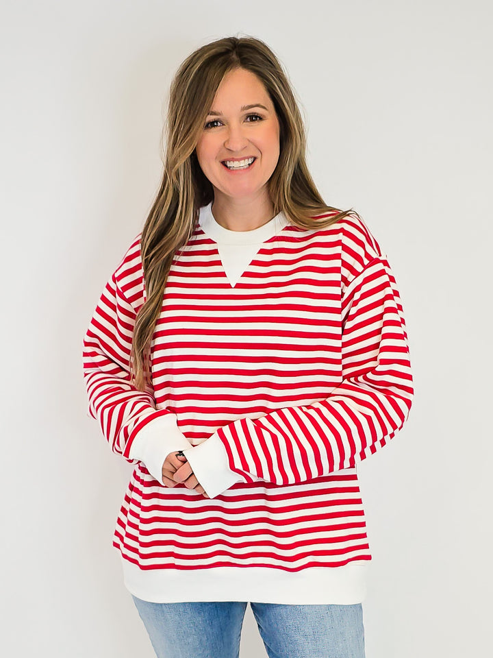 CLASSIC STRIPED PULLOVER - RED COMBO