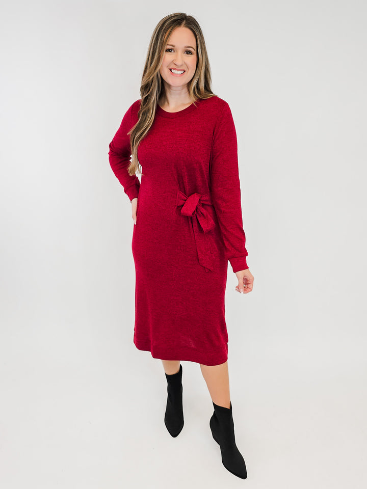 DEAR SCARLETT HACCI KNIT MIDI DRESS - WINE