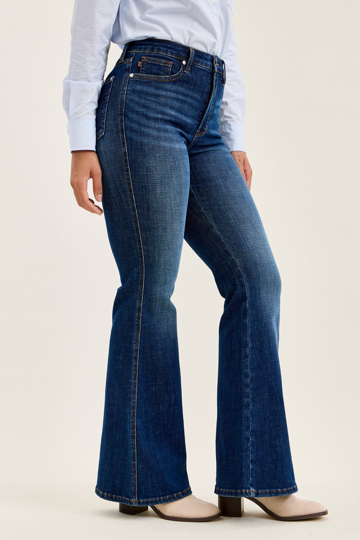 JUDY BLUE HW CHARLOTTE FLARE JEANS - MODERN INDIGO - 33" INSEAM