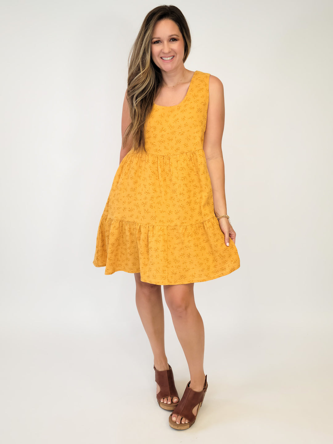 COTTON GAUZE DITSY FLORAL SLEEVELESS DRESS - MANGO