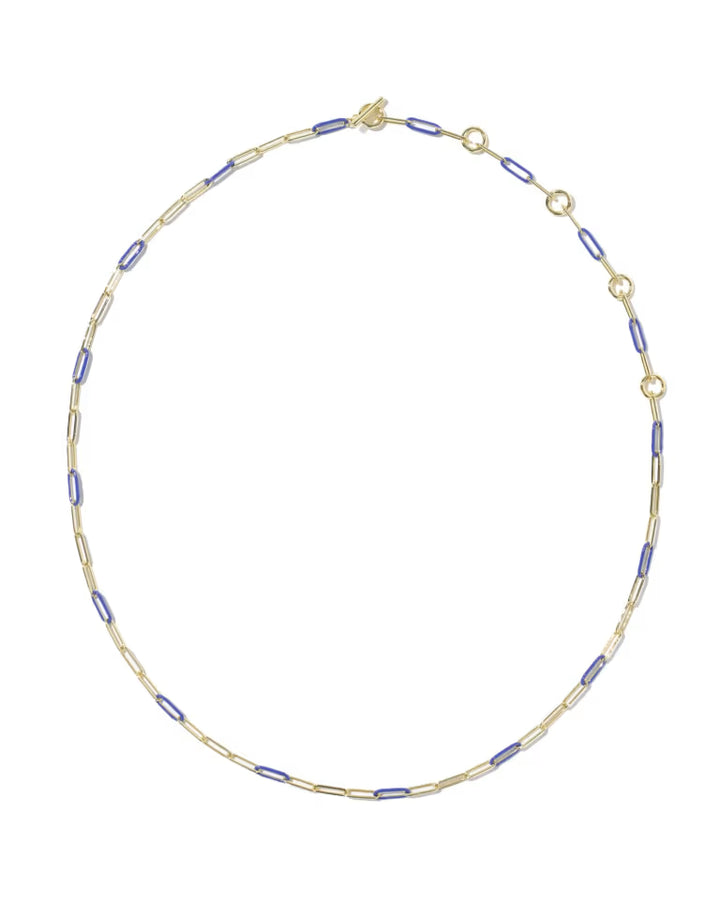 KENDRA SCOTT COURTNEY ENAMEL LINK AND CHAIN NECKLACE - GOLD BLUE ENAMEL