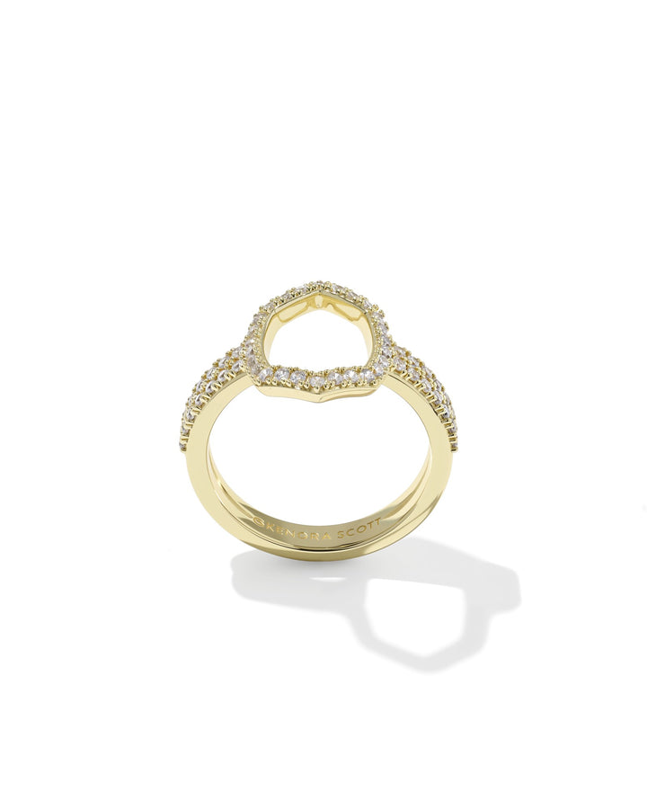 KENDRA SCOTT DAPHNE PAVE COCKTAIL RING - GOLD WHITE CZ