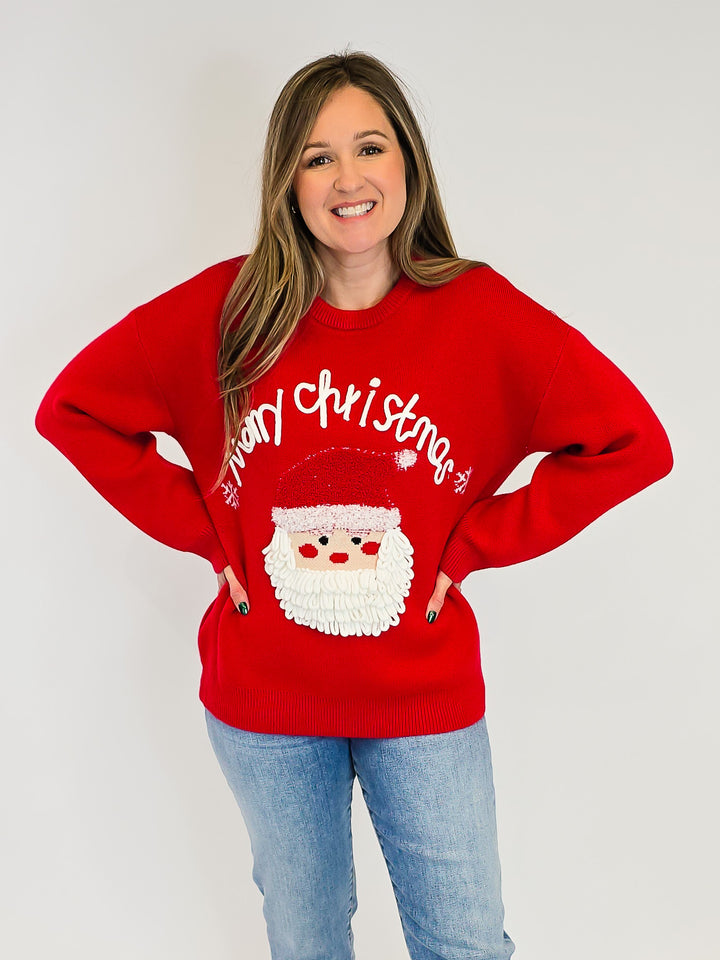 MERRY CHRISTMAS SANTA SWEATER - RED