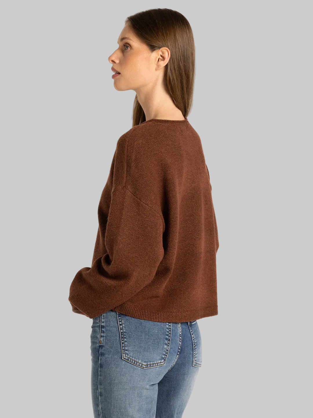 LONG SLEEVE DOVER CARDIGAN - HEATHER MAHOGANY