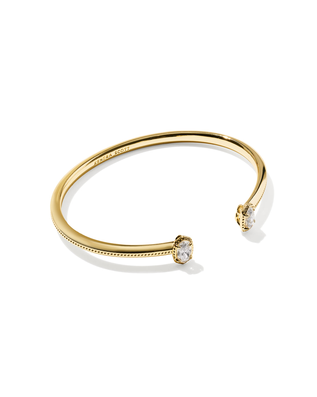 KENDRA SCOTT MINI ELTON LUXE CUFF BRACELET - GOLD WHITE CZ S/M
