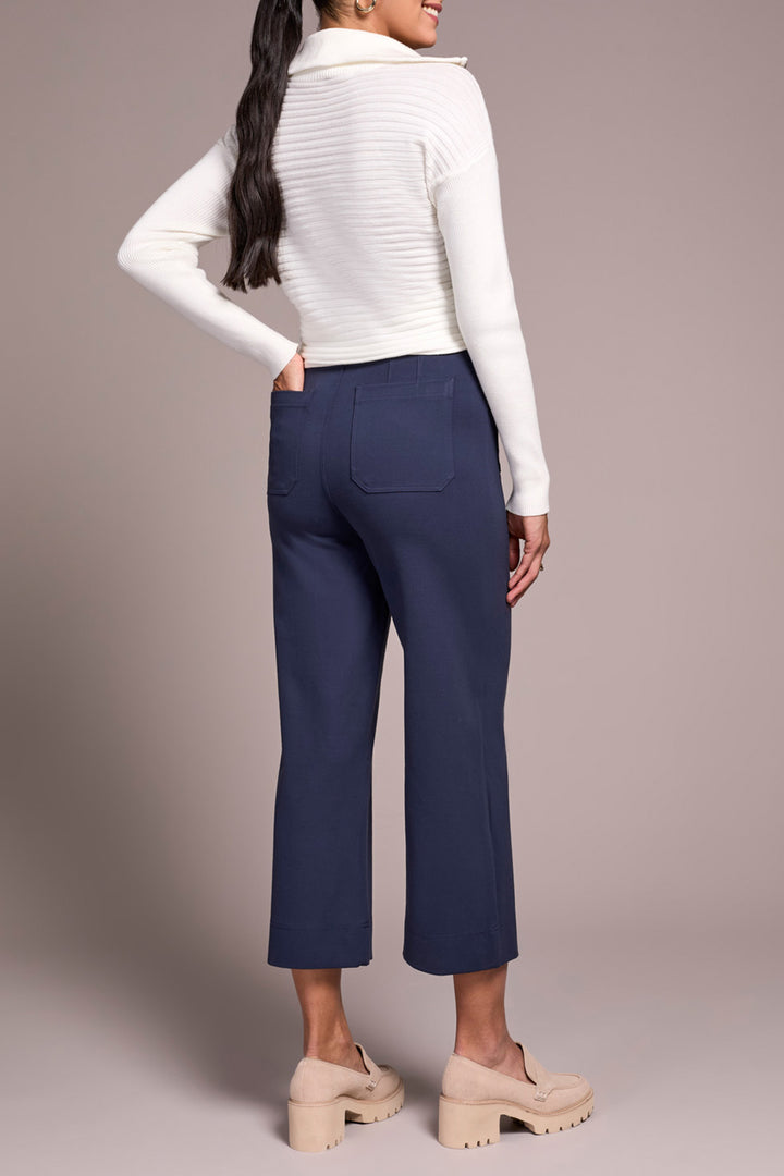 HIGH RISE FLY FRONT CAPRI W/POCKETS - SAPPHIRE