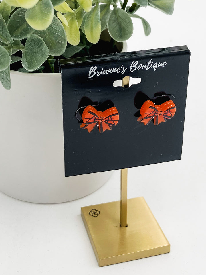 BASKETBALL BOW STUD EARRINGS
