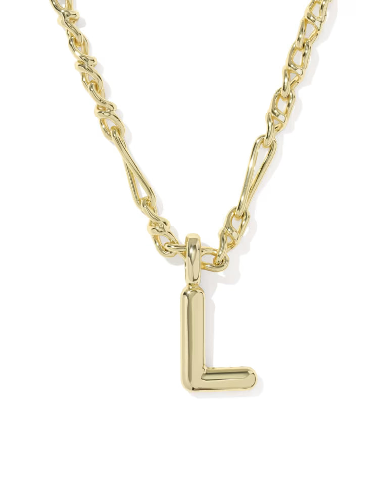 KENDRA SCOTT BUBBLE LETTER L SHORT PENDANT NECKLACE - GOLD