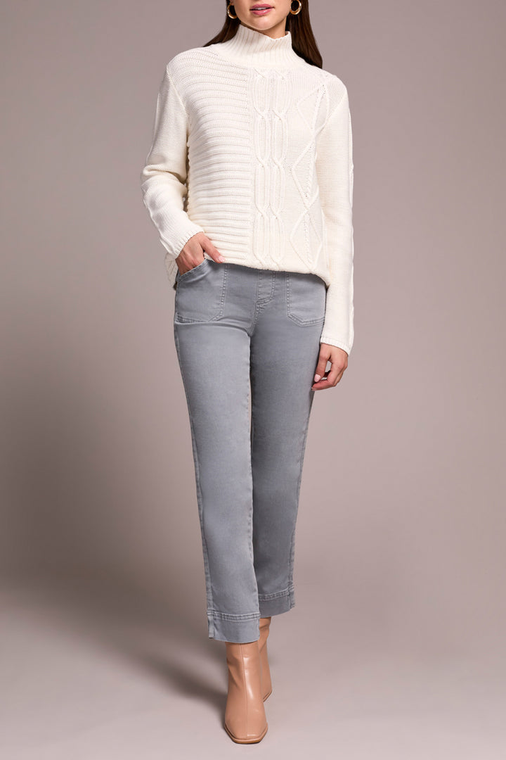 MOCK NECK SWEATER W/SPECIAL WASH - CREAM