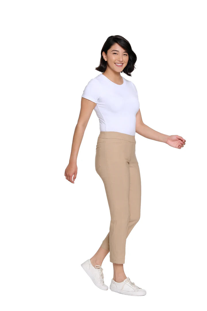 PULL-ON CROP PANT W/POCKETS - KHAKI