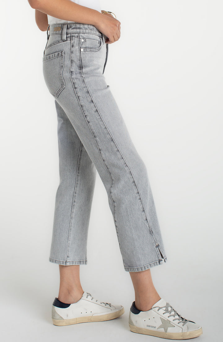 KENNEDY STRAIGHT JEANS W/SEAMING DETAIL AND SLIT - ALPINE GREY