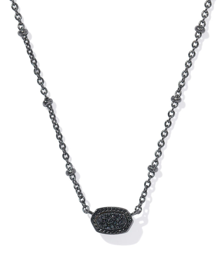 MINI ELISA SATELLITE SHORT PENDANT - GUNMETAL BLACK DRUSY