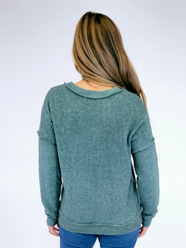 BRUSHED DROP SHOULDER SWEATER - ASH JADE