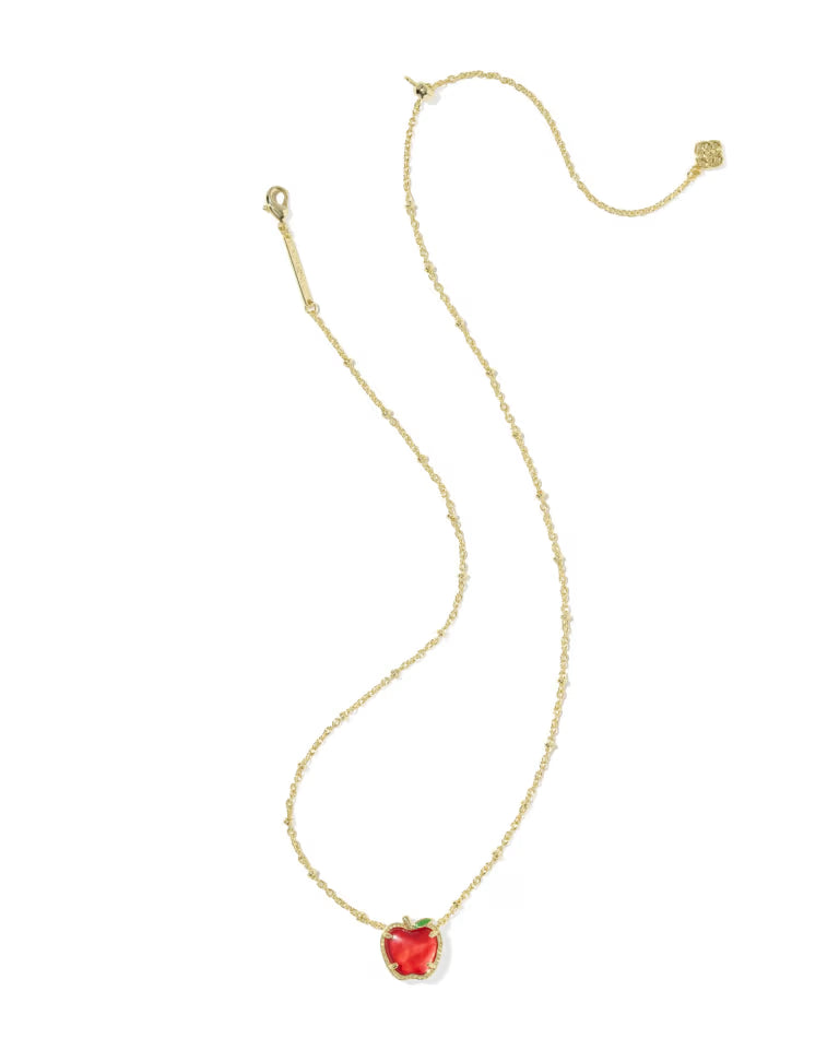 KENDRA SCOTT APPLE SHORT PENDANT NECKLACE - GOLD RED ILLUSION