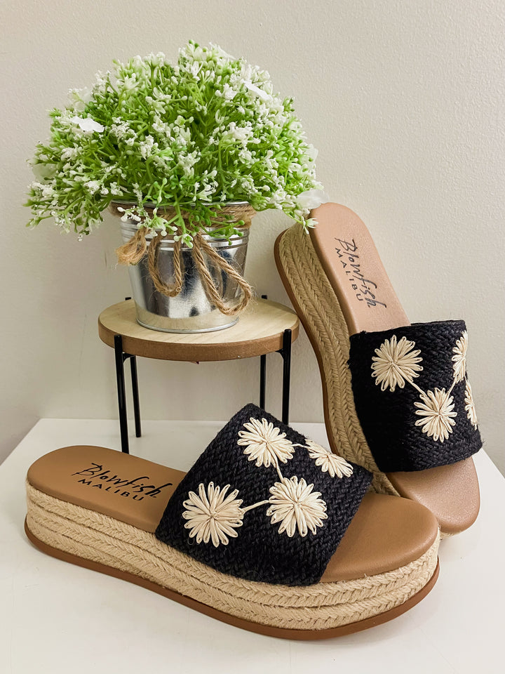 BLOWFISH MARSHLO SUN ESPADRILLE WEDGE SANDAL - BLACK