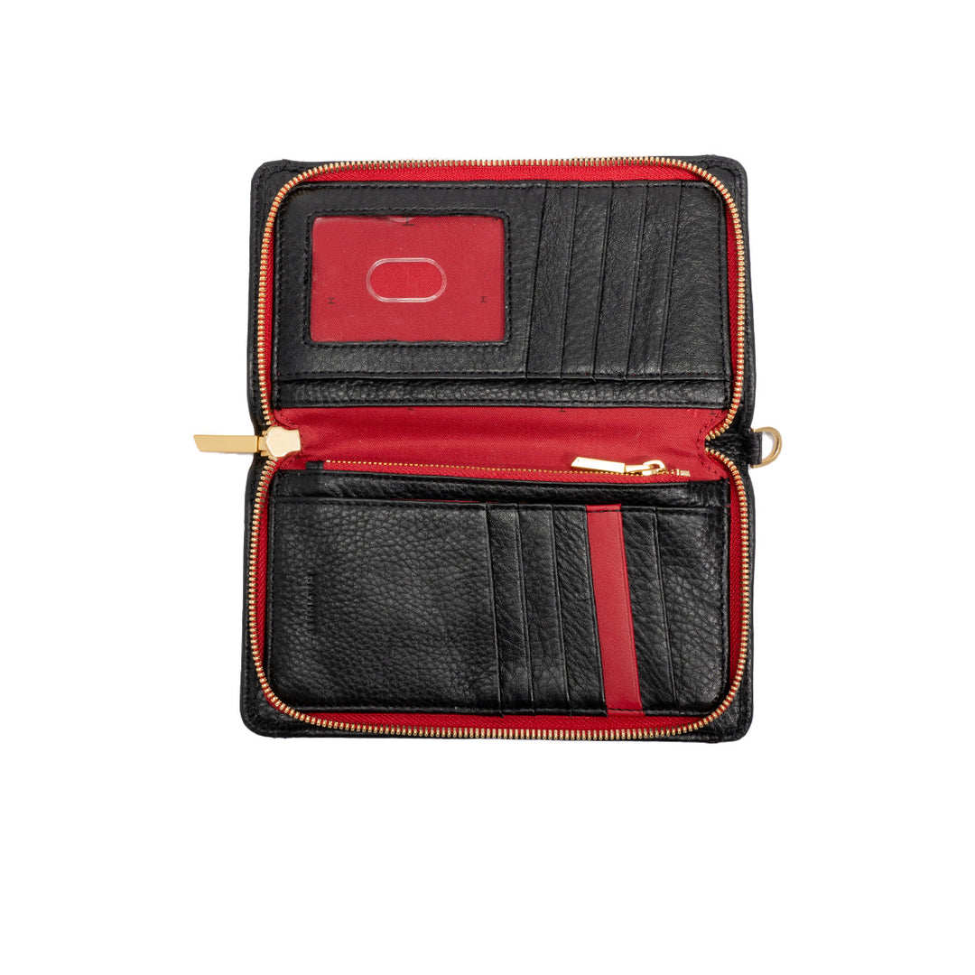 HAMMITT BRYANT WALLET - BLACK/BRUSHED GOLD RED ZIP