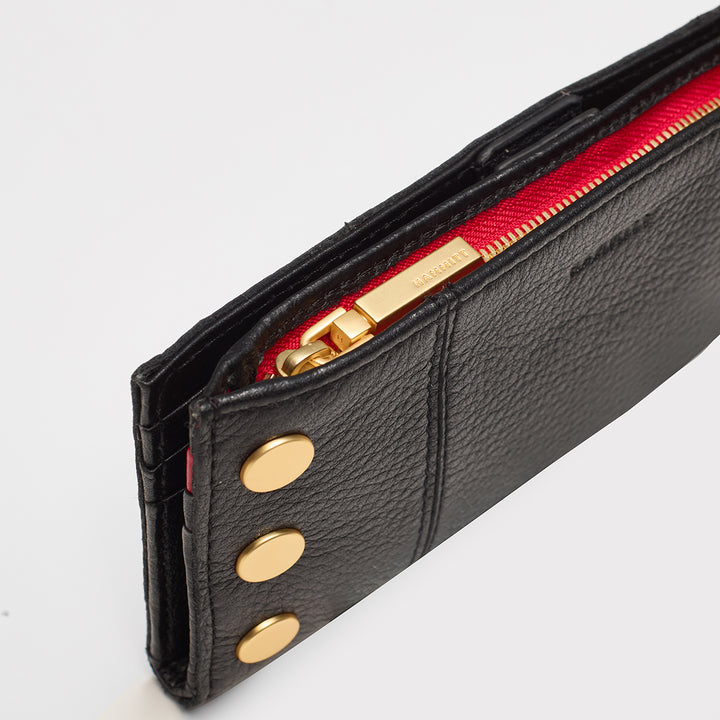 HAMMITT 110 NORTH WALLET - BLACK/BRUSHED GOLD RED ZIP