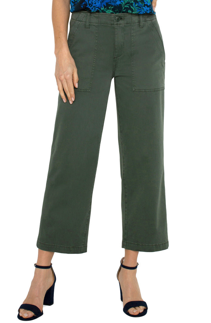 CARGO CROP WIDE LEG - 26" INSEAM - MOSS GREEN