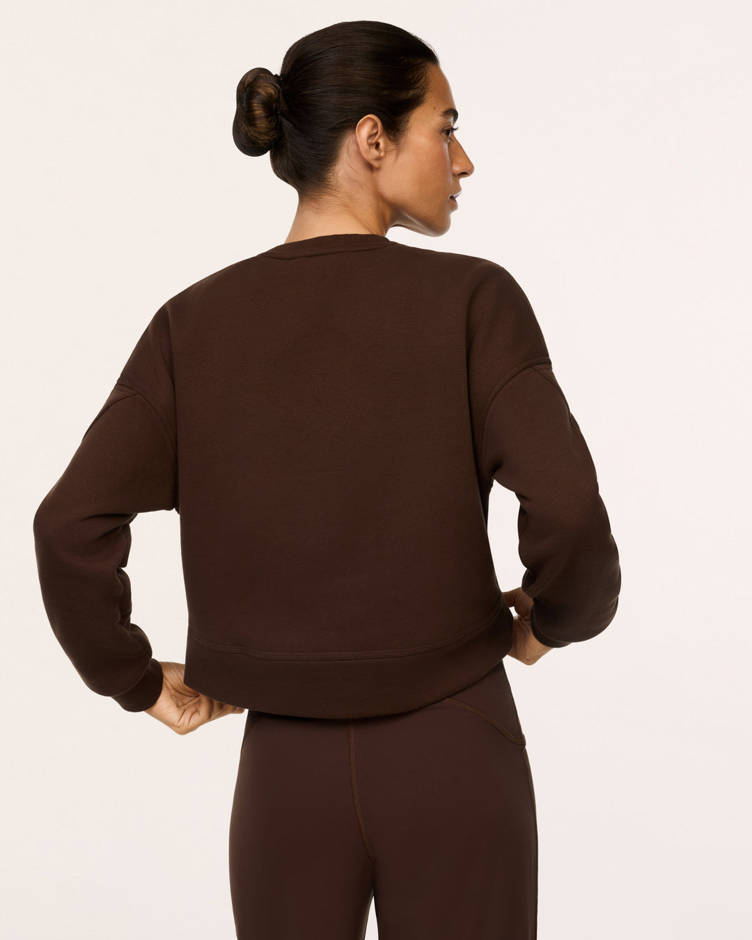 SPANX COTTON FLEECE CREWNECK - UMBER ROOT