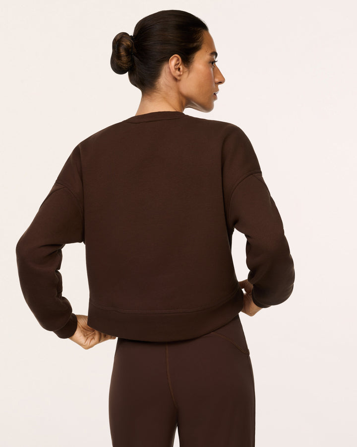 SPANX COTTON FLEECE CREWNECK - UMBER ROOT