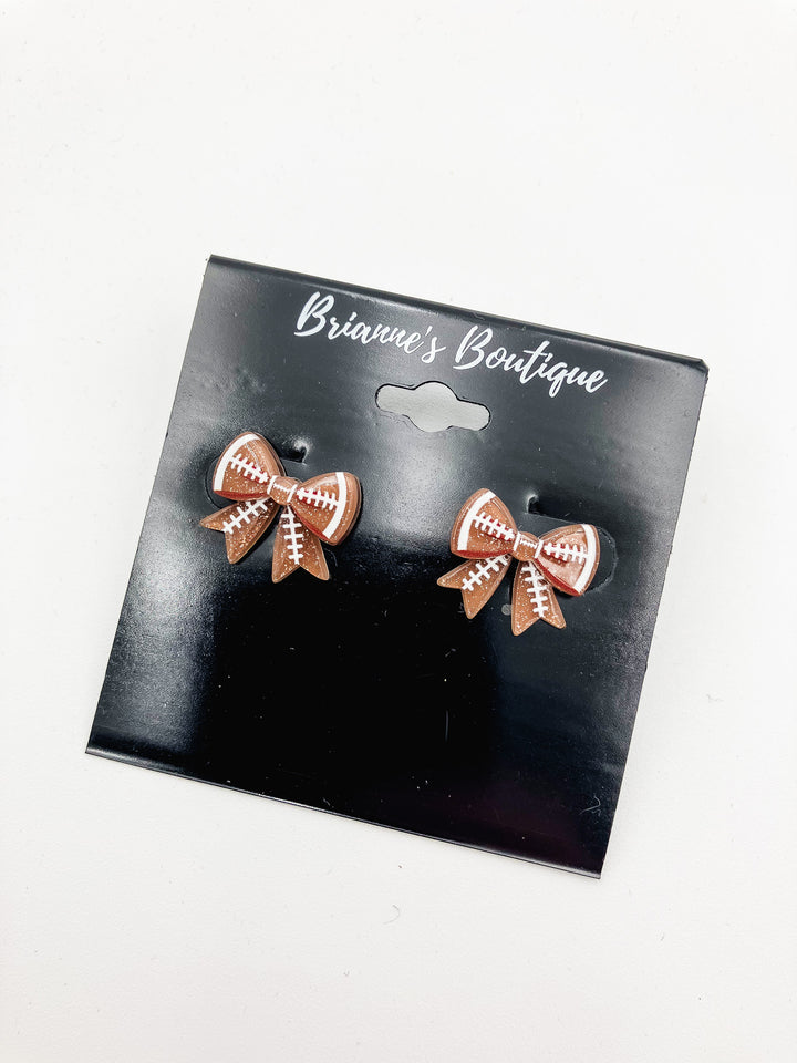 FOOTBALL BOW STUD EARRINGS