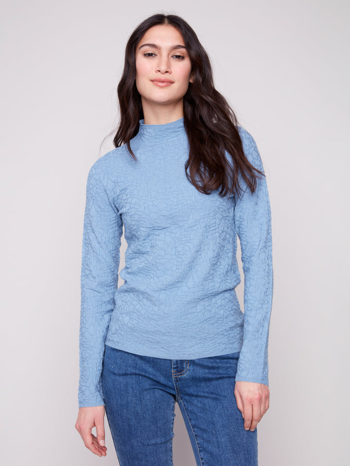 MOCK NECK TEXTURED SWEATER - OXFORD