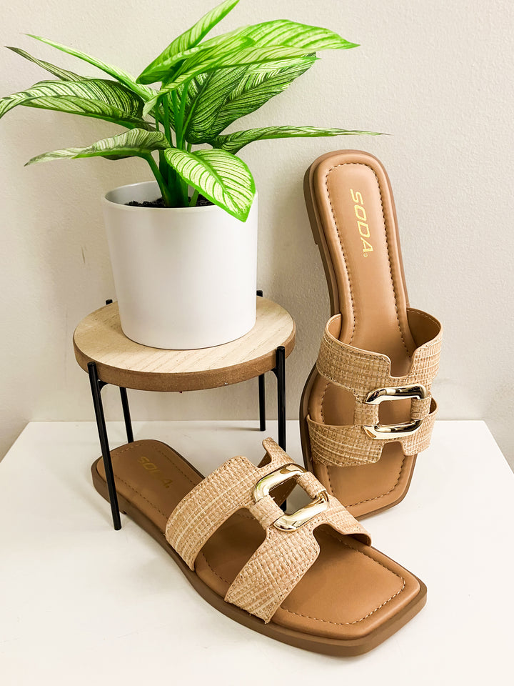 SODA FENG SANDALS - RAFFIA NATURAL/GOLD