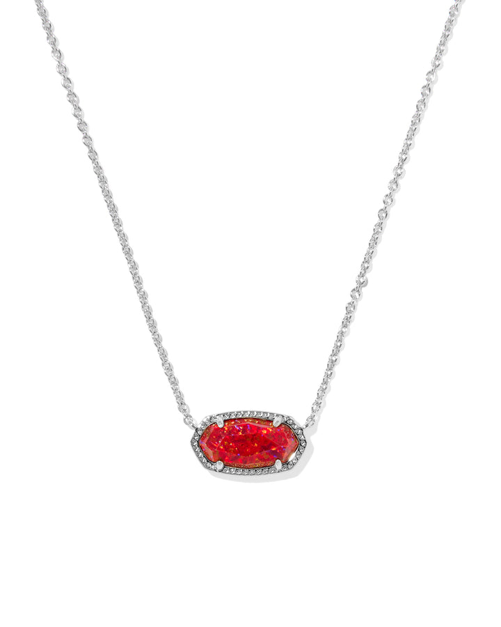 KENDRA SCOTT ELISA PENDANT NECKLACE - SILVER RED KYOCERA OPAL