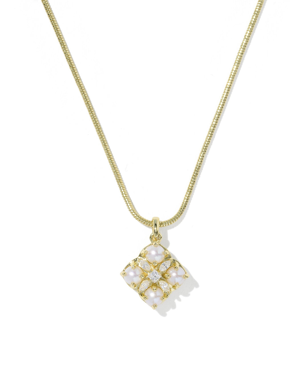 KENDRA SCOTT DIRA PEARL SHORT PENDANT NECKLACE - GOLD FRESHWATER CULTURED PEARL