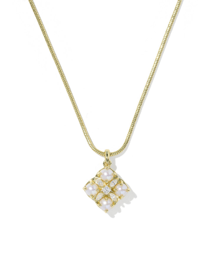 KENDRA SCOTT DIRA PEARL SHORT PENDANT NECKLACE - GOLD FRESHWATER CULTURED PEARL