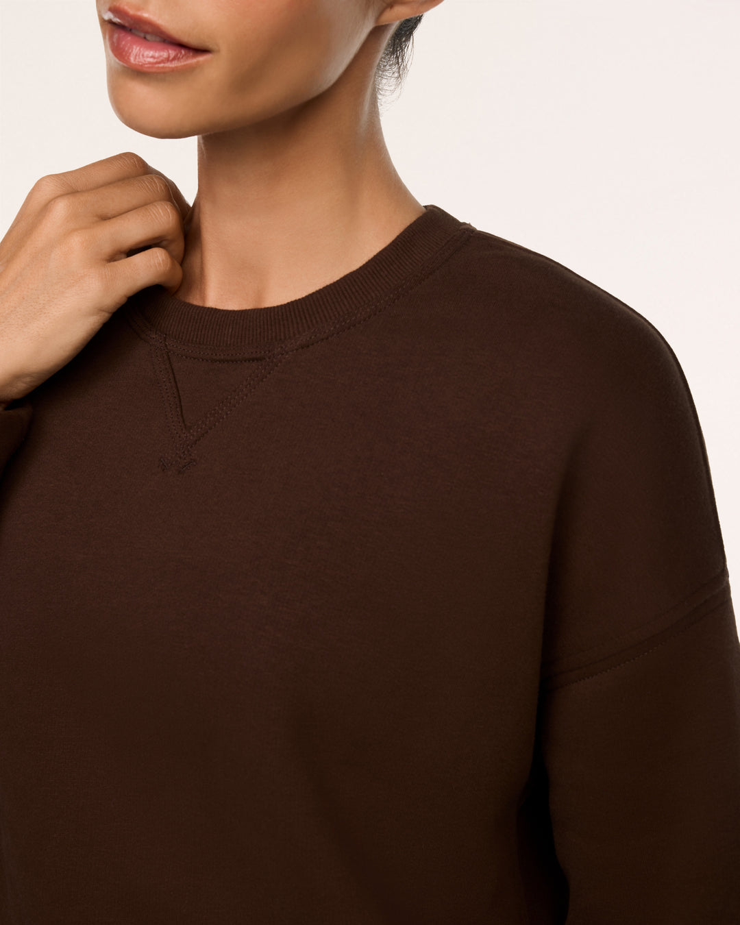 SPANX COTTON FLEECE CREWNECK - UMBER ROOT