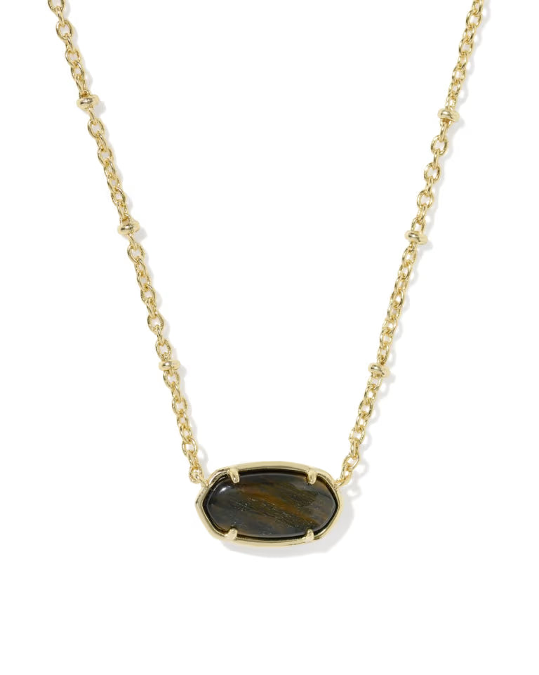 KENDRA SCOTT TIGER STRIPED ELISA SHORT PENDANT NECKLACE - GOLD DARK BROWN TIGER&