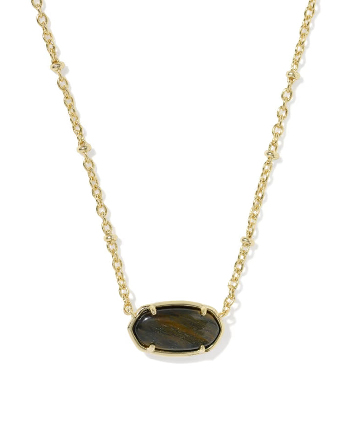 KENDRA SCOTT TIGER STRIPED ELISA SHORT PENDANT NECKLACE - GOLD DARK BROWN TIGER&