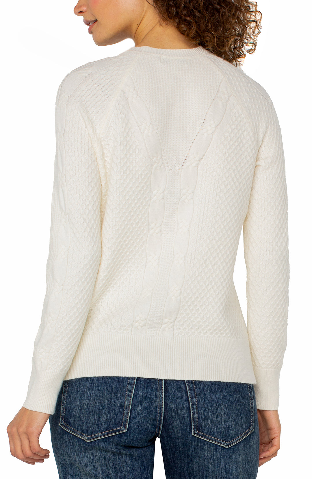 LONG SLEEVE CREW NECK RAGLAN SWEATER - ALABASTER
