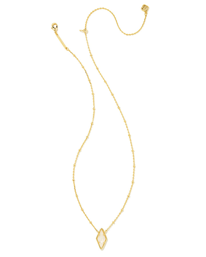 KINSLEY SHORT PENDANT NECKLACE - GOLD IVORY MOTHER OF PEARL