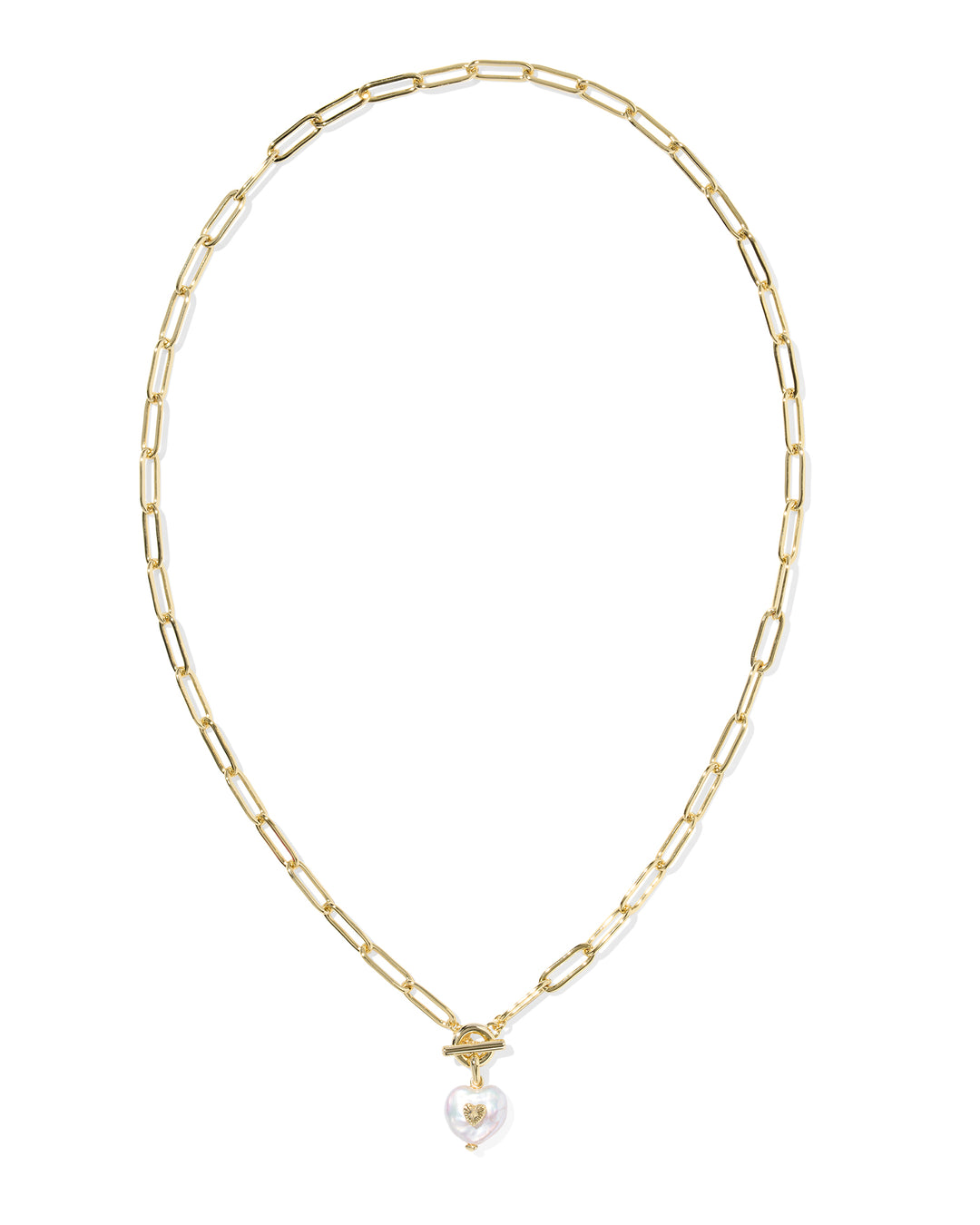 KENDRA SCOTT SASHA HEART SHORT PENDANT NECKLACE - GOLD PEARL