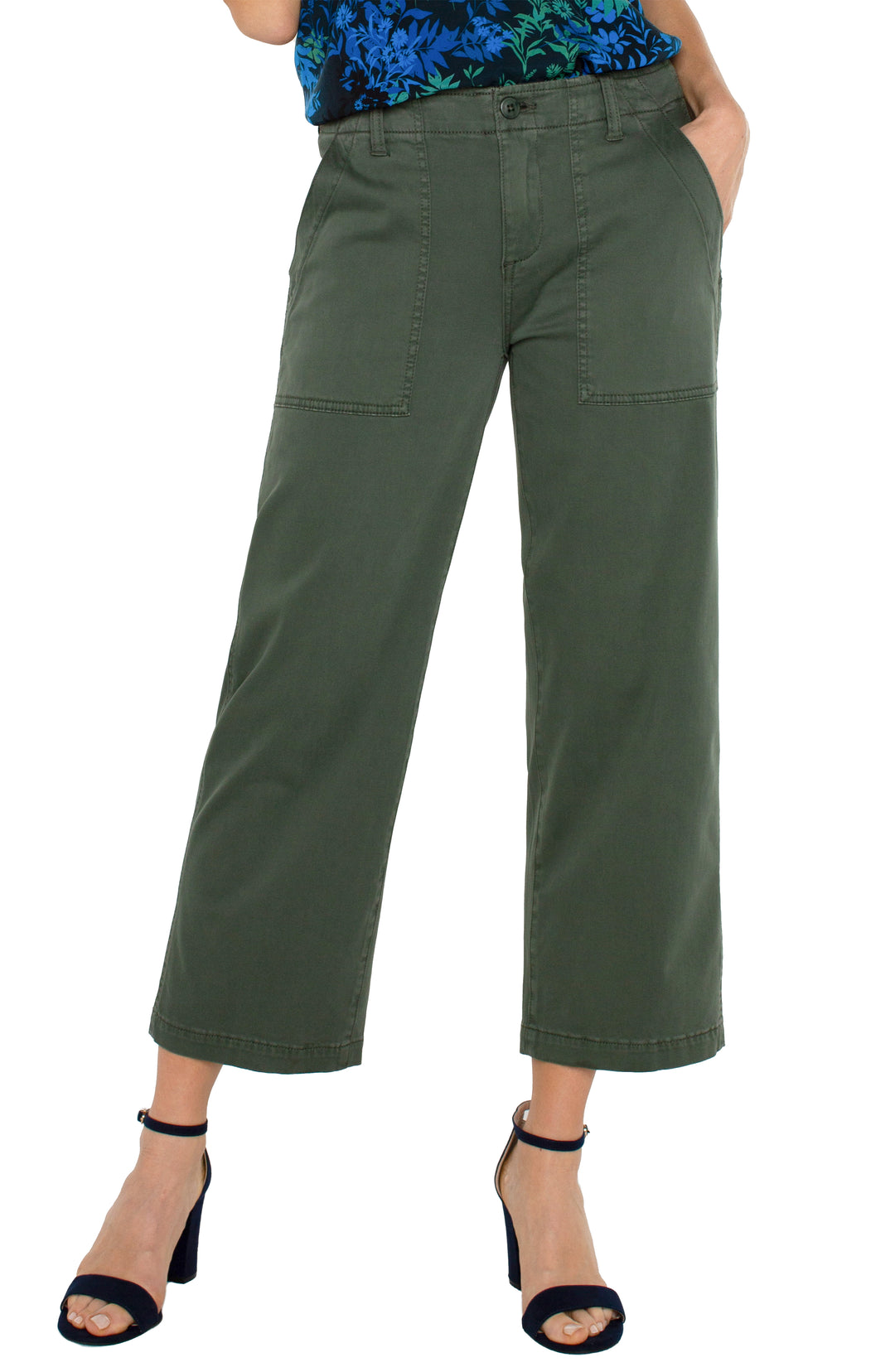 CARGO CROP WIDE LEG - 26" INSEAM - MOSS GREEN