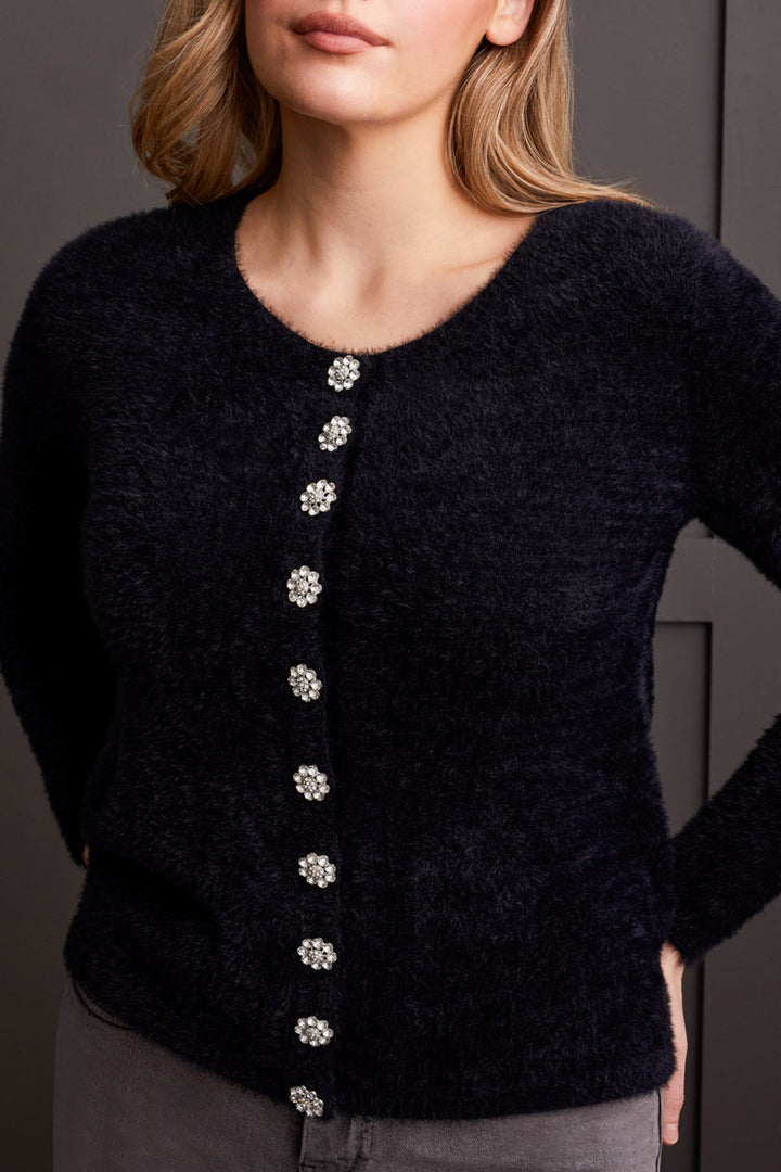 SWEATER CARDIGAN W/BUTTONS - BLACK